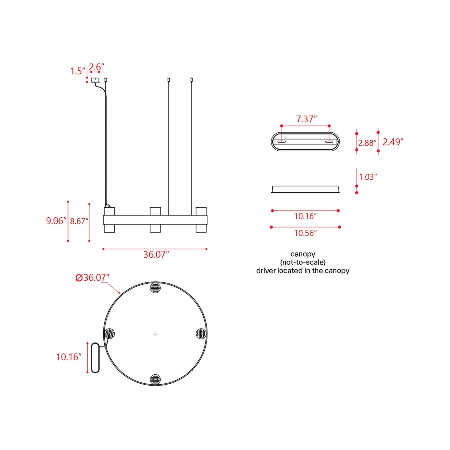 Nastro LED Chandelier - line drawing.