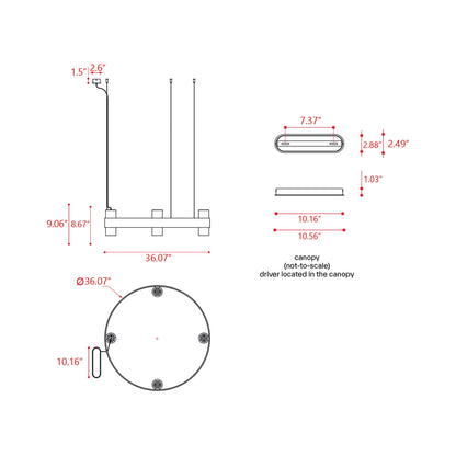 Nastro LED Chandelier - line drawing.