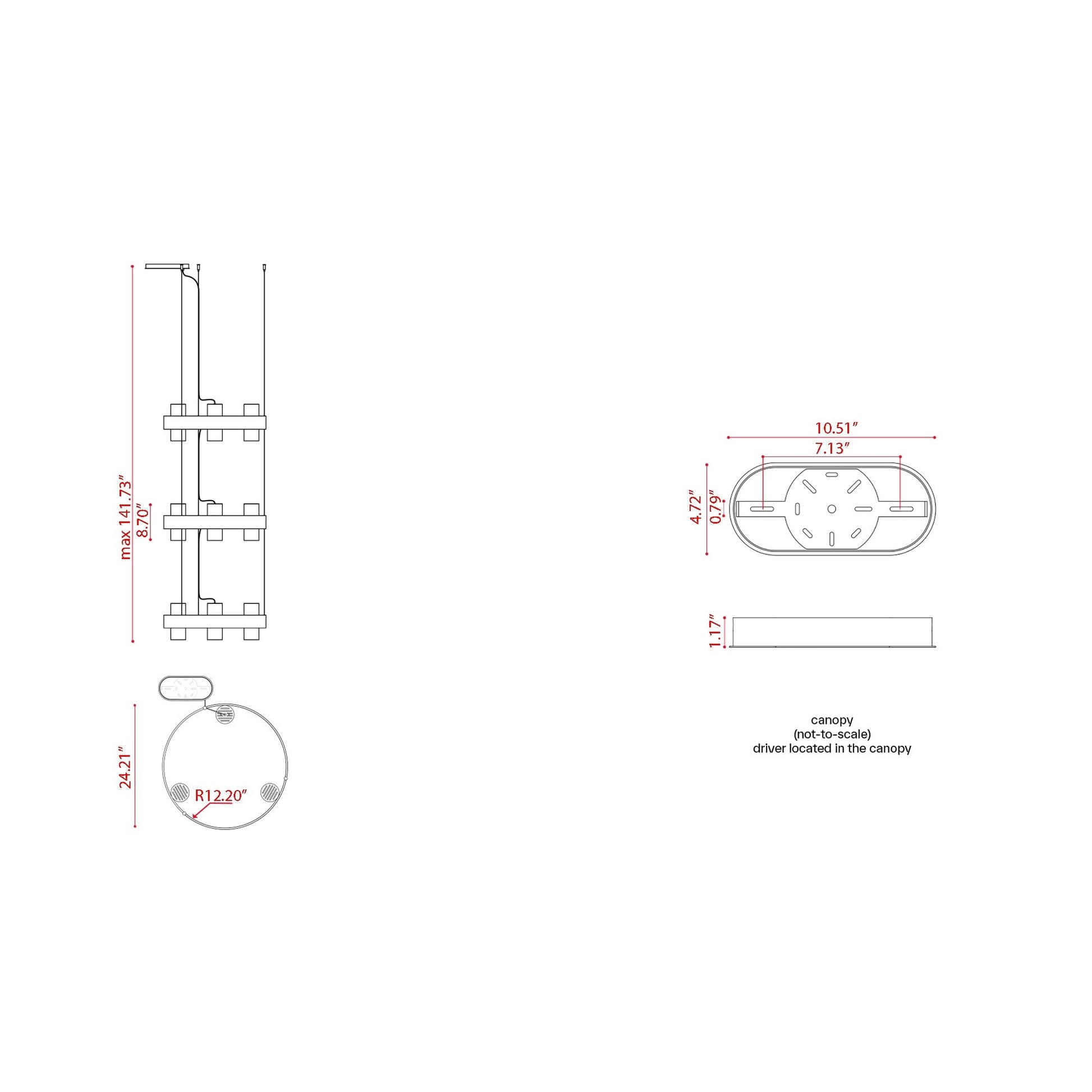 Nastro LED Chandelier - line drawing.