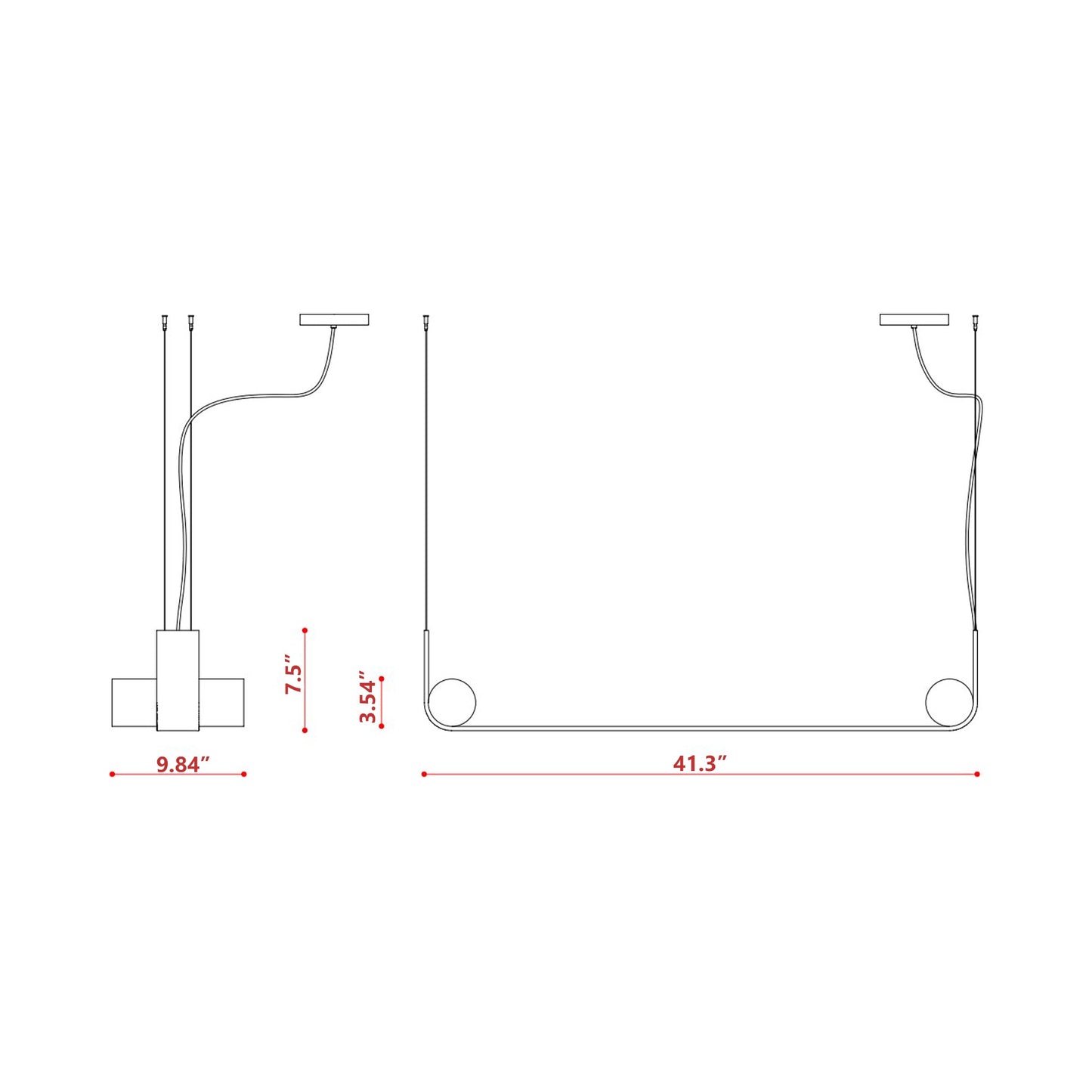 Nastro LED Pendant Light - line drawing.