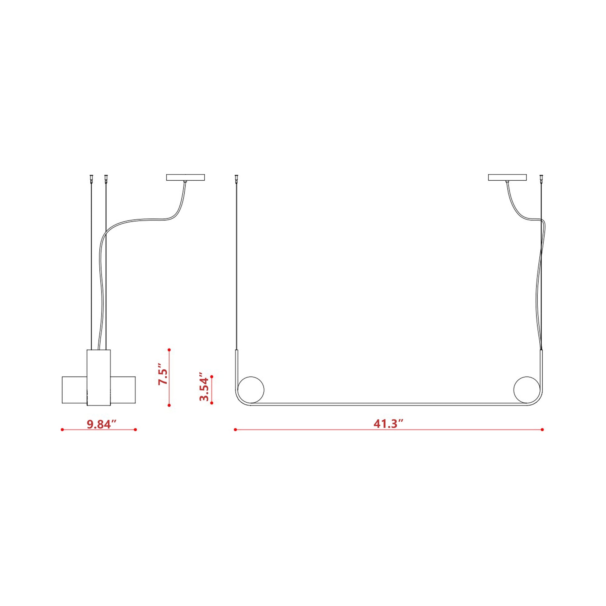 Nastro LED Pendant Light - line drawing.