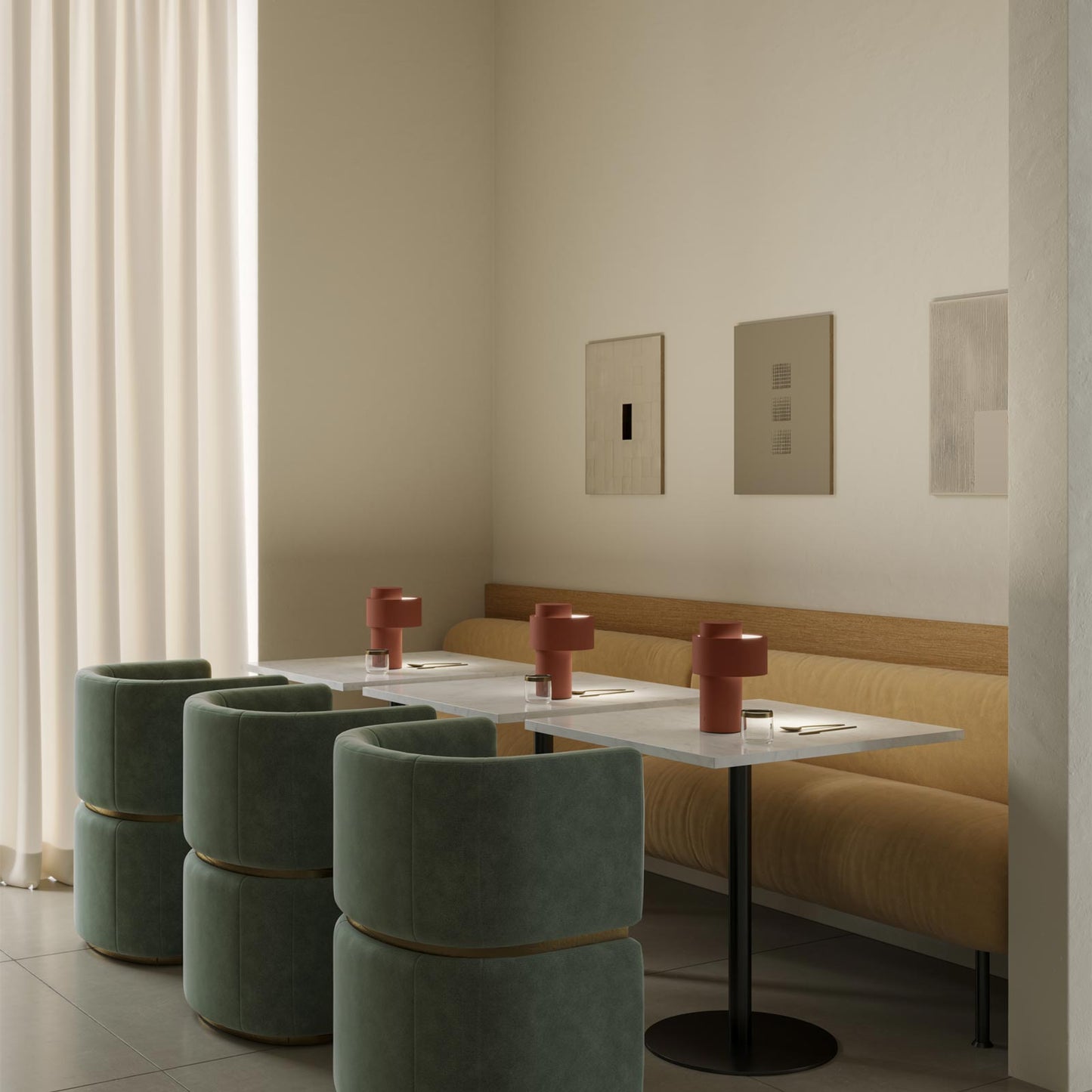 Nastro LED Rechargeable Table Lamp in cafe.