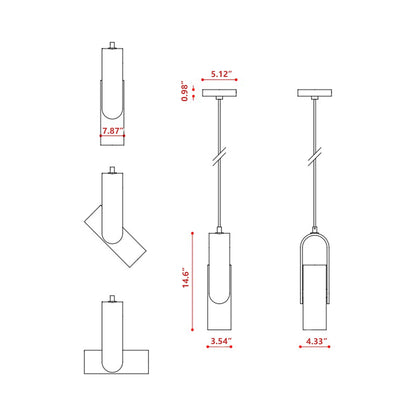 Nastro Orientable Pendant Light - line drawing.