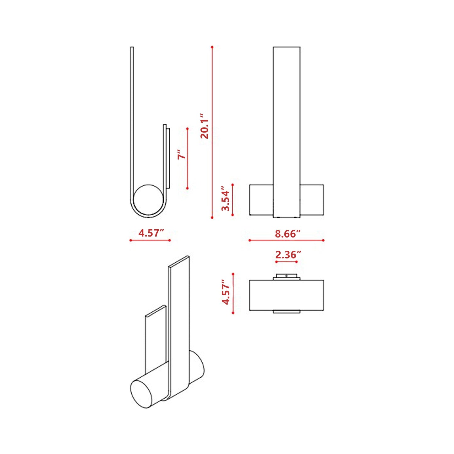 Nastro Outdoor 17W LED Wall Light - line drawing.