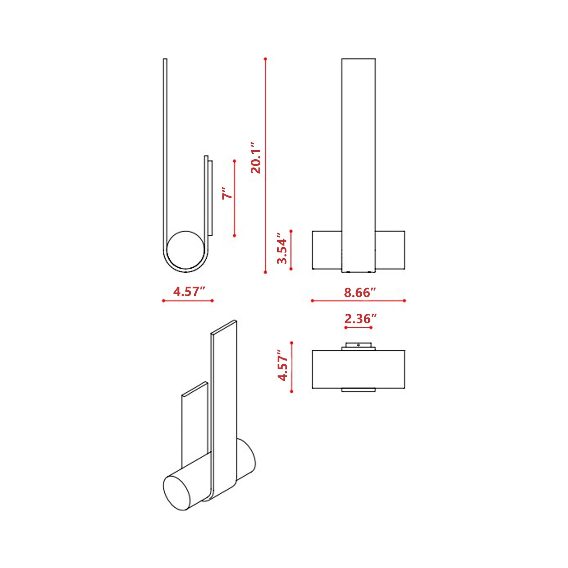 Nastro Outdoor 17W LED Wall Light - line drawing.