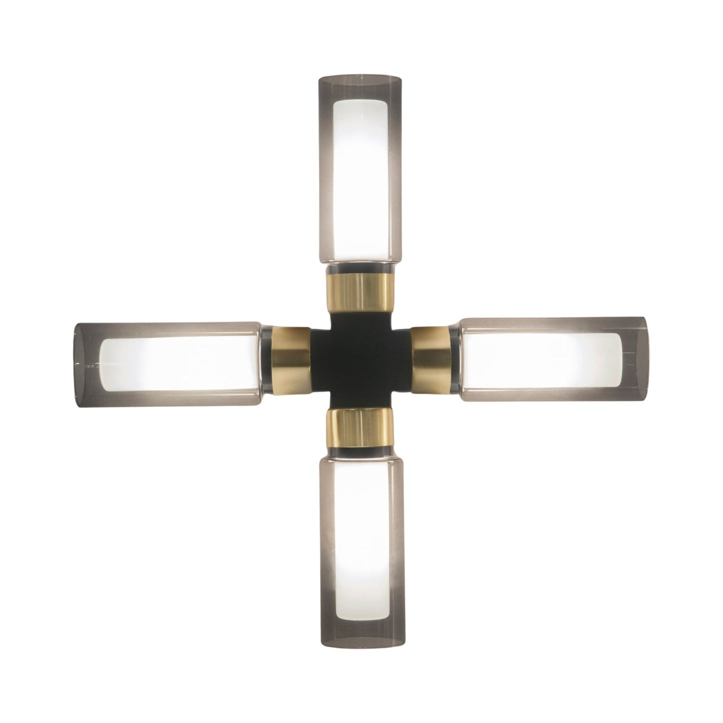 Osman Ceiling / Wall Light in Matte Black/Brushed Brass (Smoked Glass).