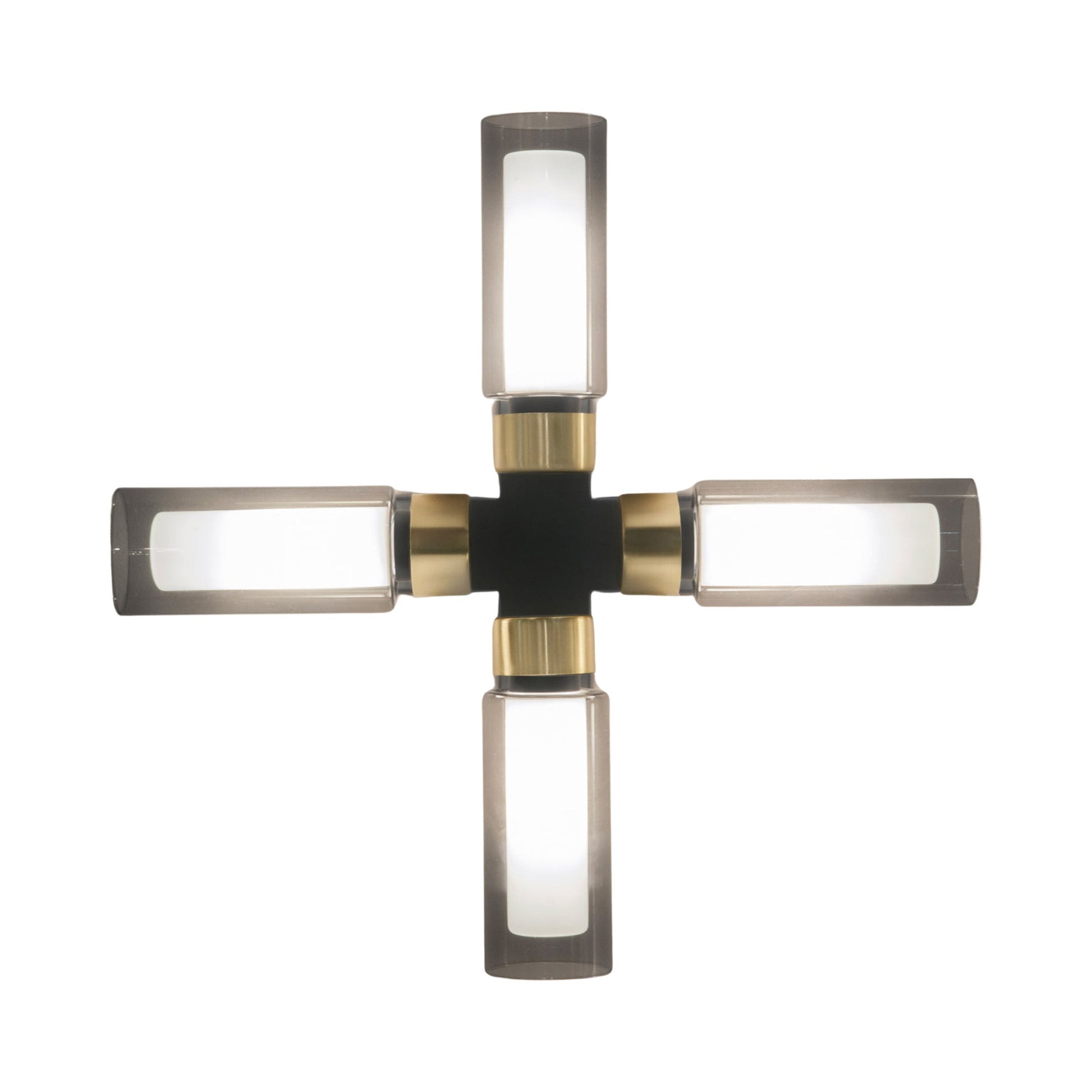 Osman Ceiling / Wall Light in Matte Black/Brushed Brass (Smoked Glass).