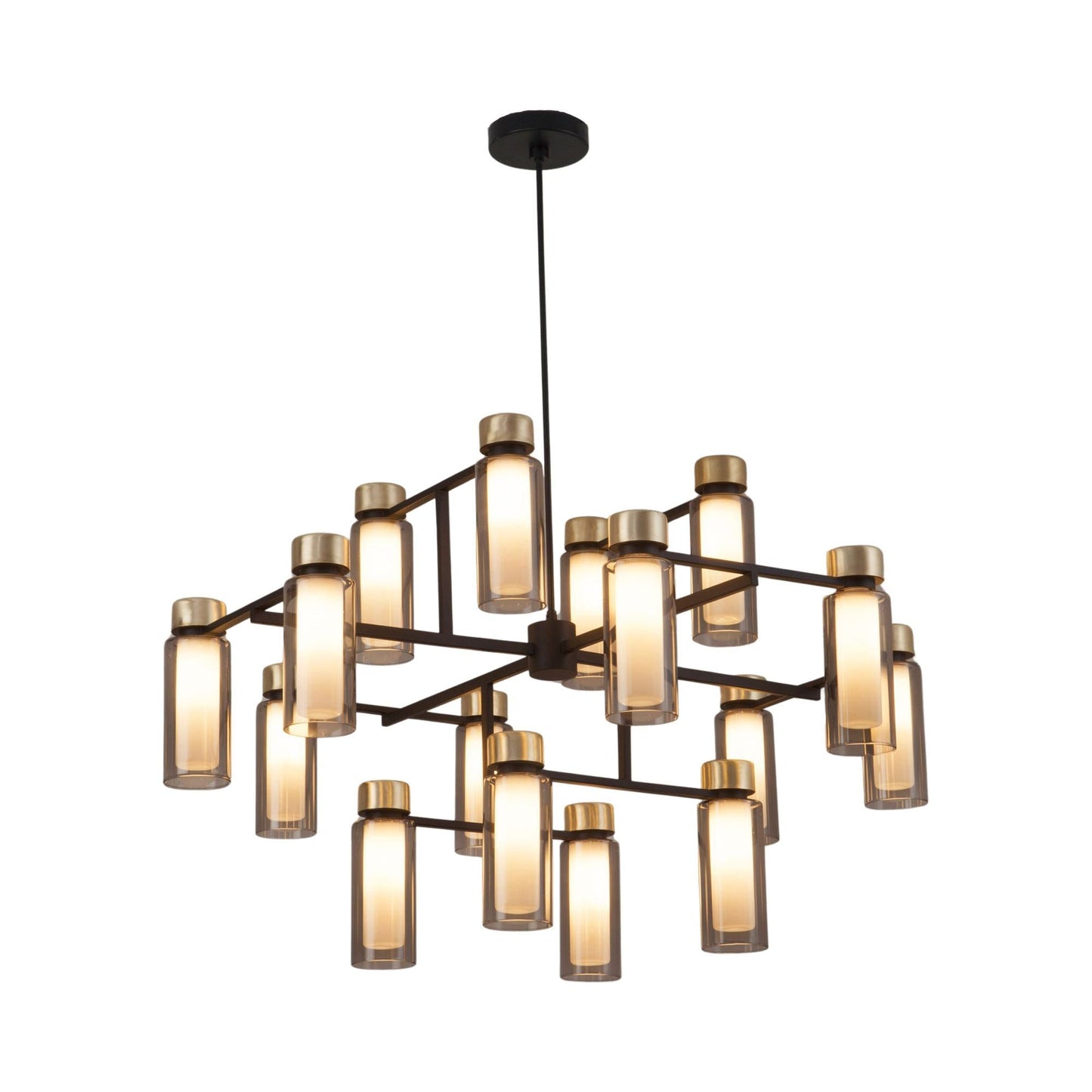 Osman Chandelier in Matte Black/Brushed Brass (Smoked Glass/35.43-Inch).