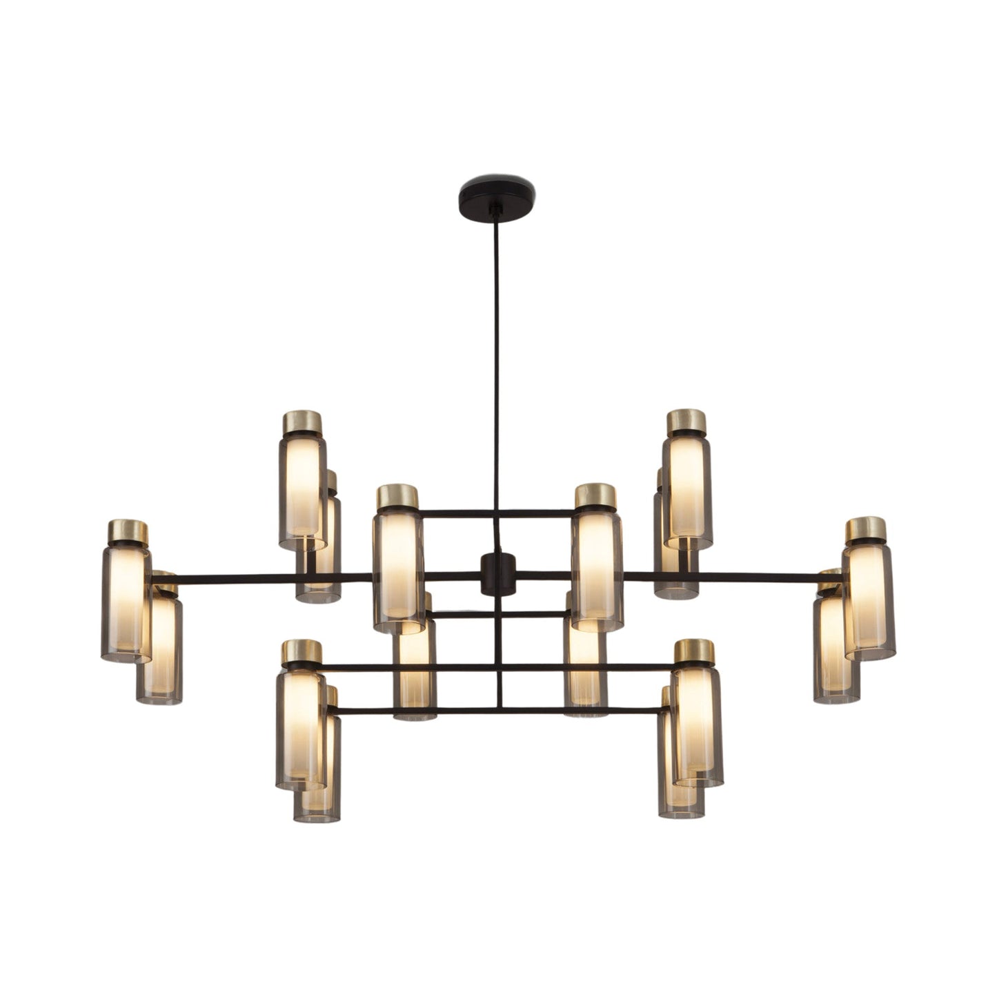 Osman Chandelier in Matte Black/Brushed Brass (Smoked Glass/51.18-Inch).