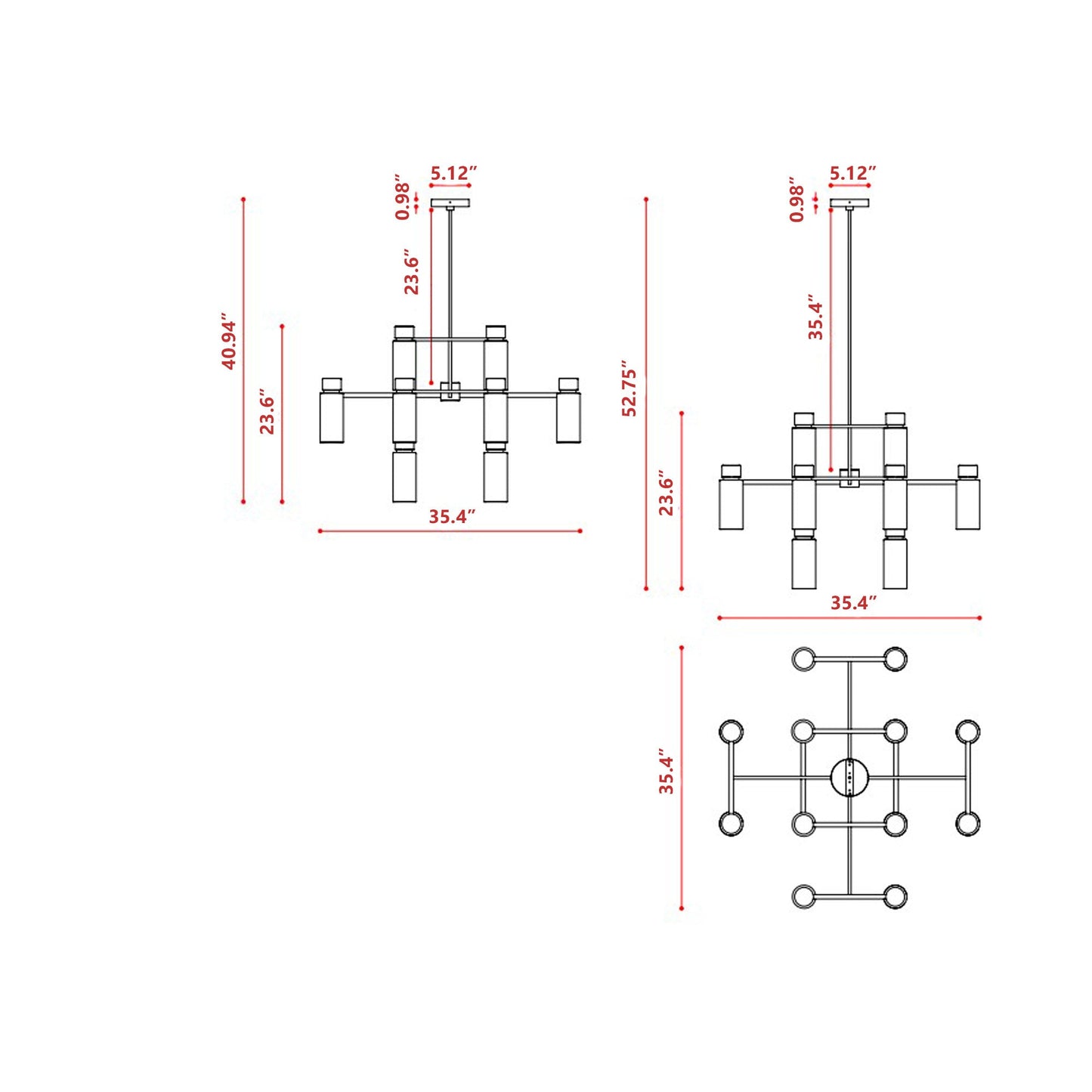 Osman Chandelier - line drawing.