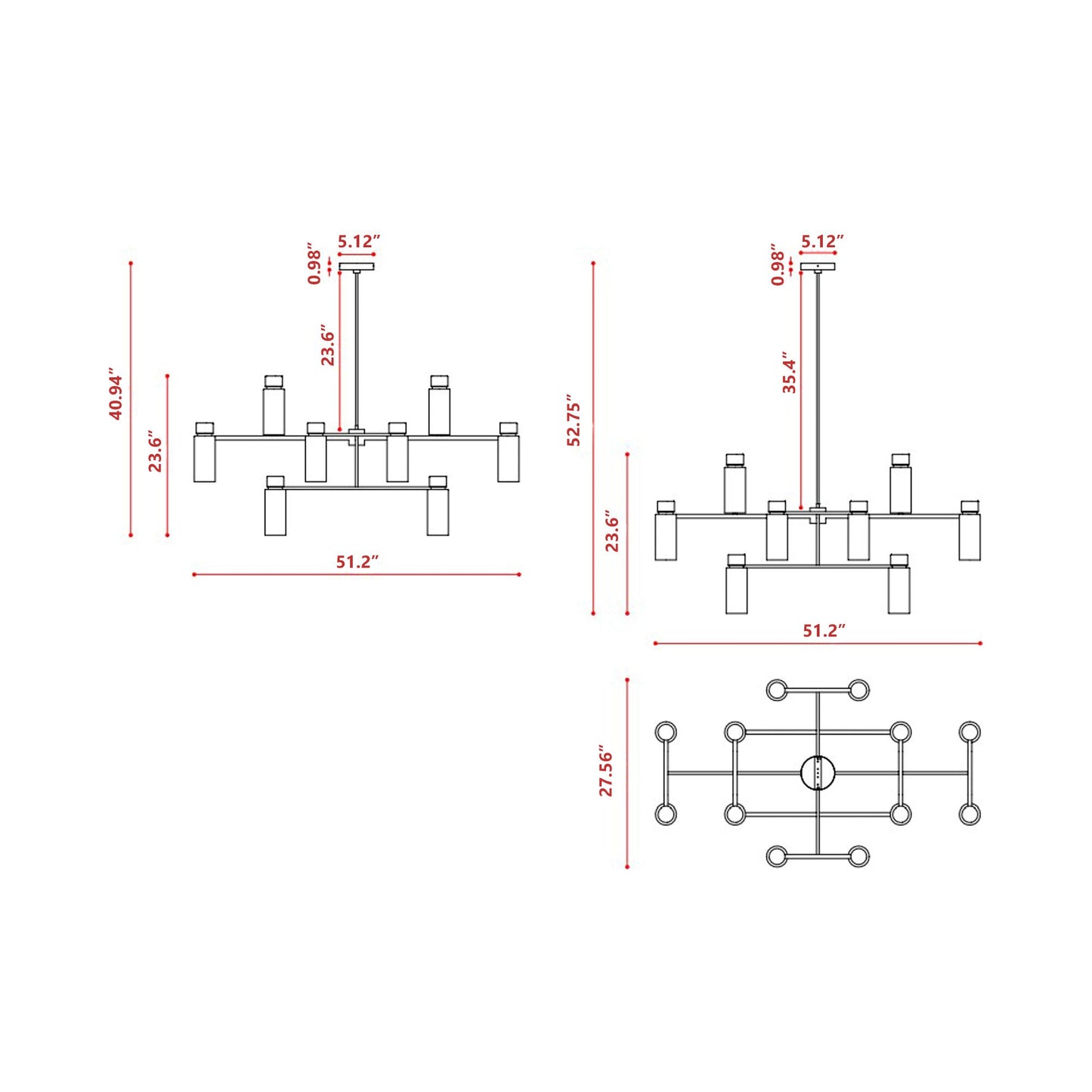 Osman Chandelier - line drawing.
