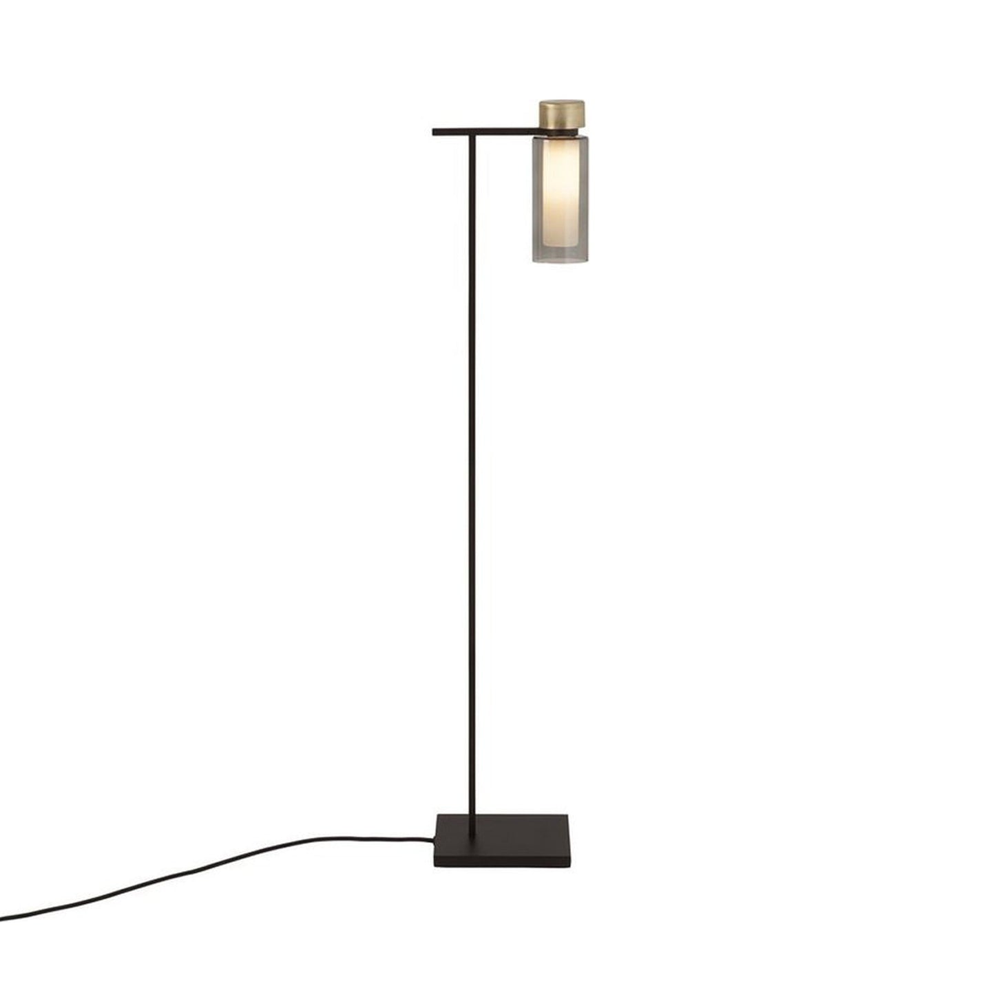 Osman Floor Lamp in Matte Black/Brushed Brass/Smoked Glass (1-Light).