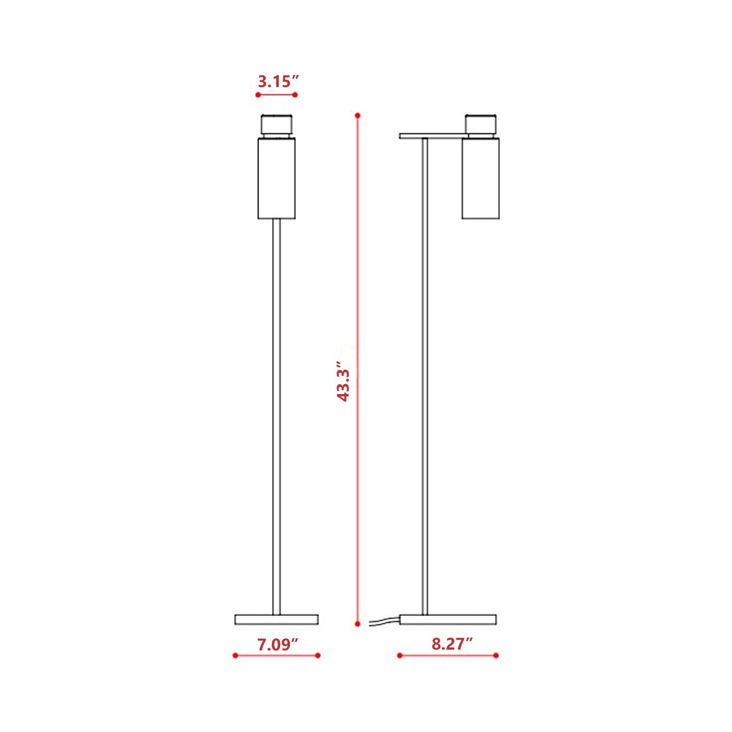 Osman Floor Lamp - line drawing.