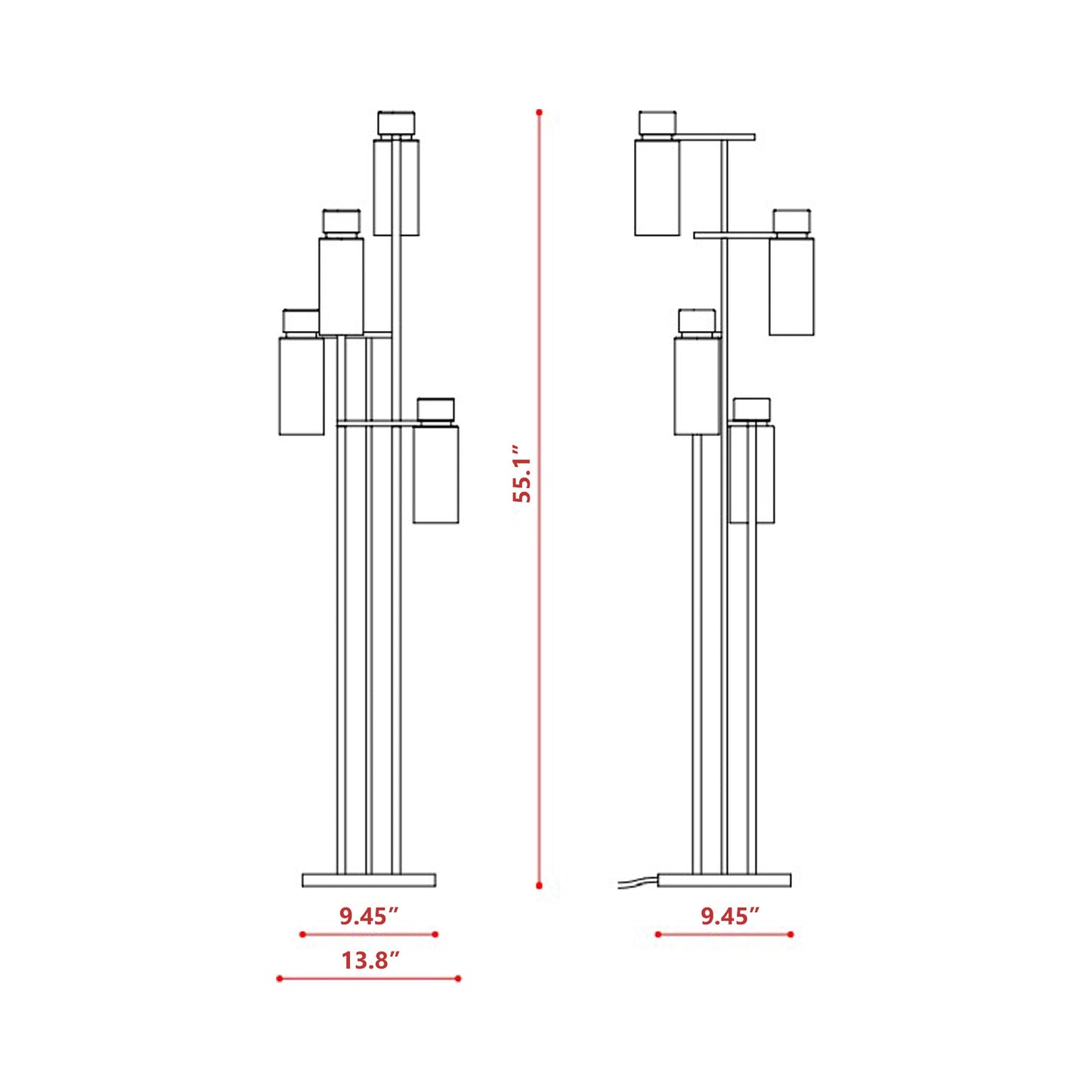 Osman Floor Lamp - line drawing.