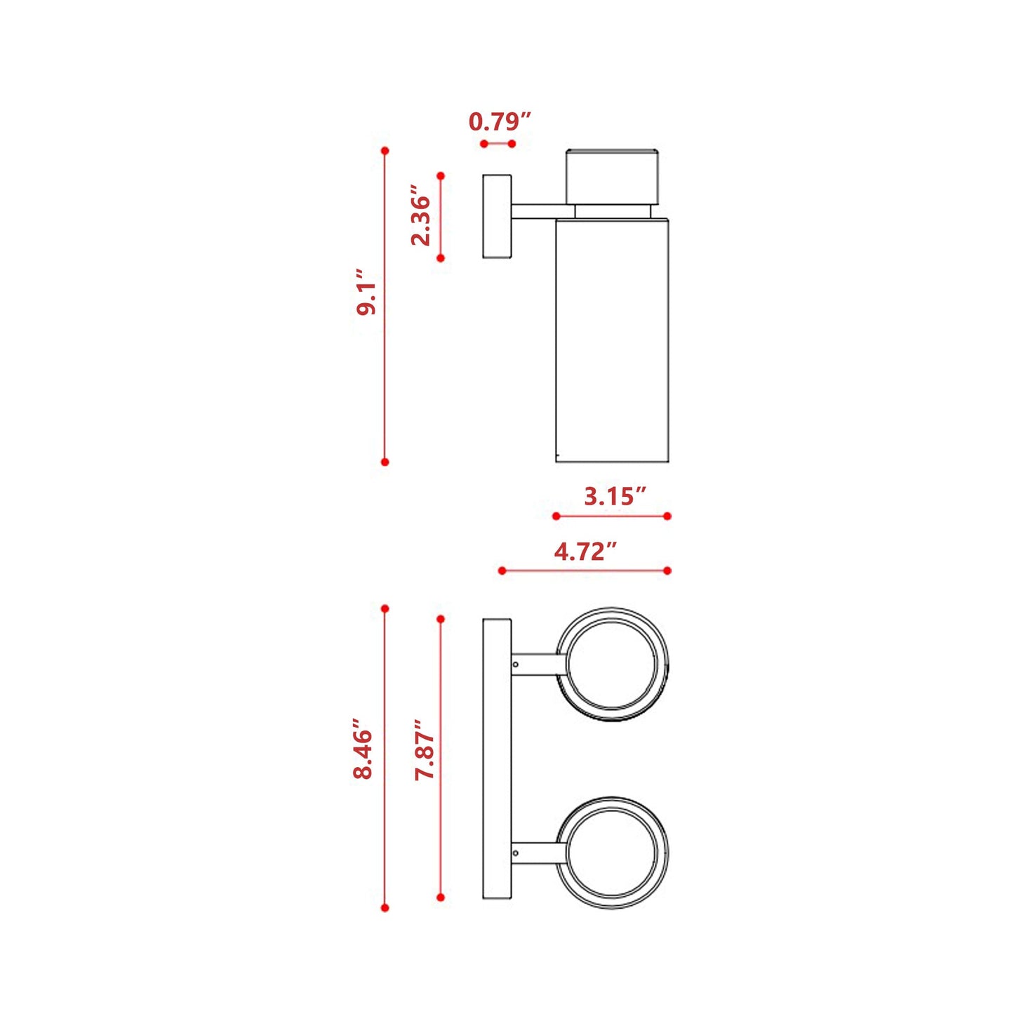 Osman Wall Light - line drawing.