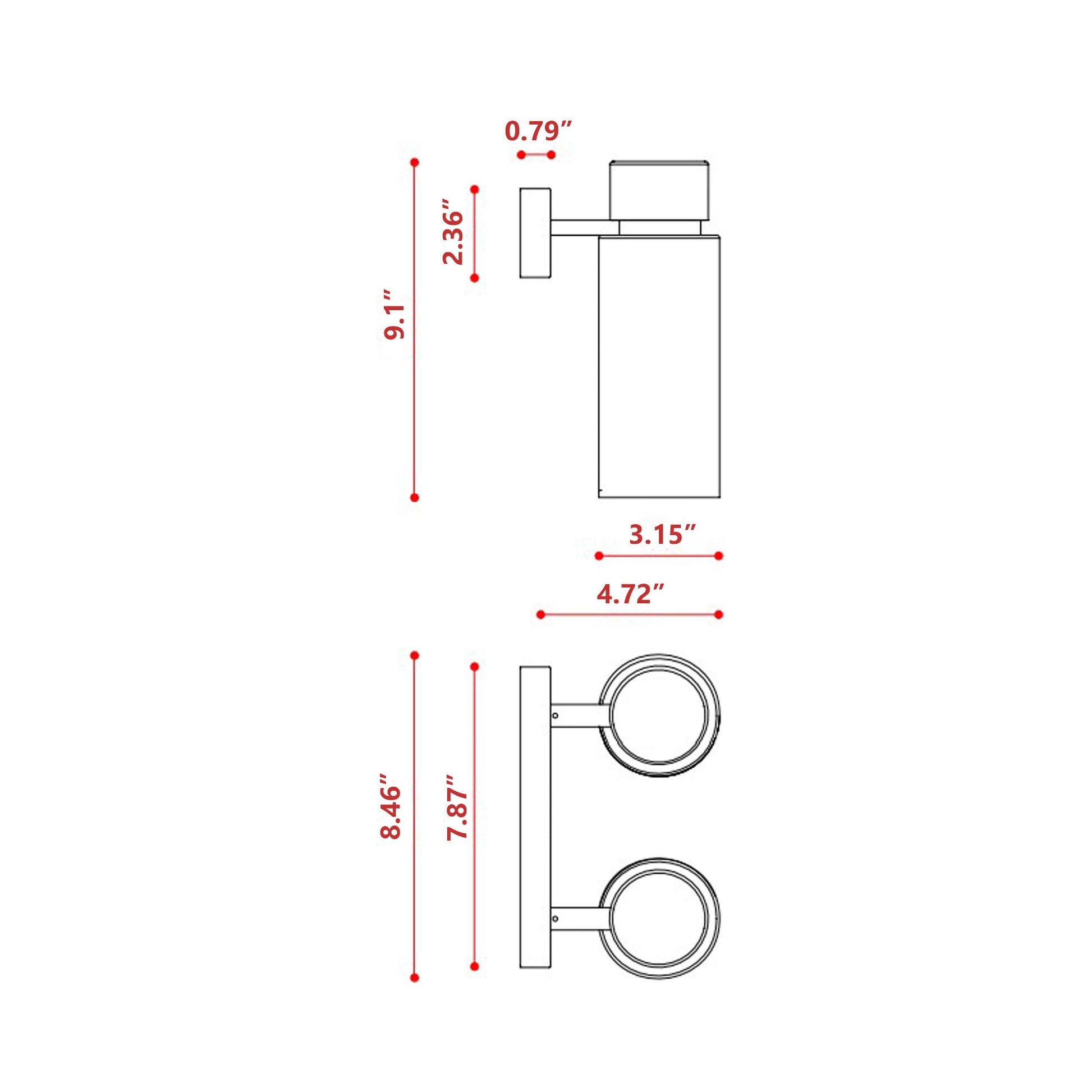 Osman Wall Light - line drawing.