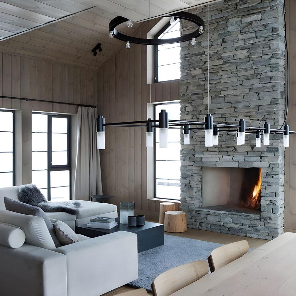 Quadrante Chandelier in living room.