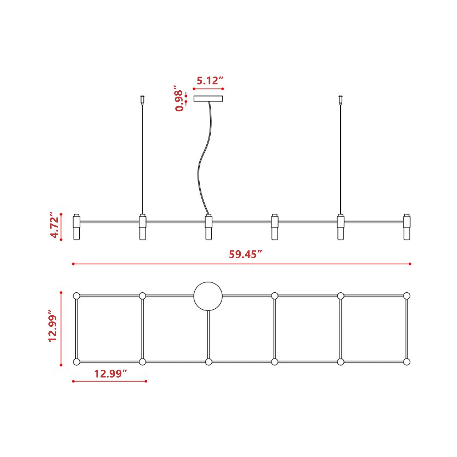 Quadrante Chandelier - line drawing.