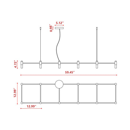Quadrante Chandelier - line drawing.