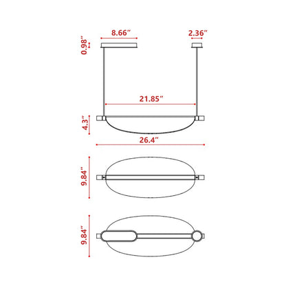 Thula LED Pendant Light - line drawing.
