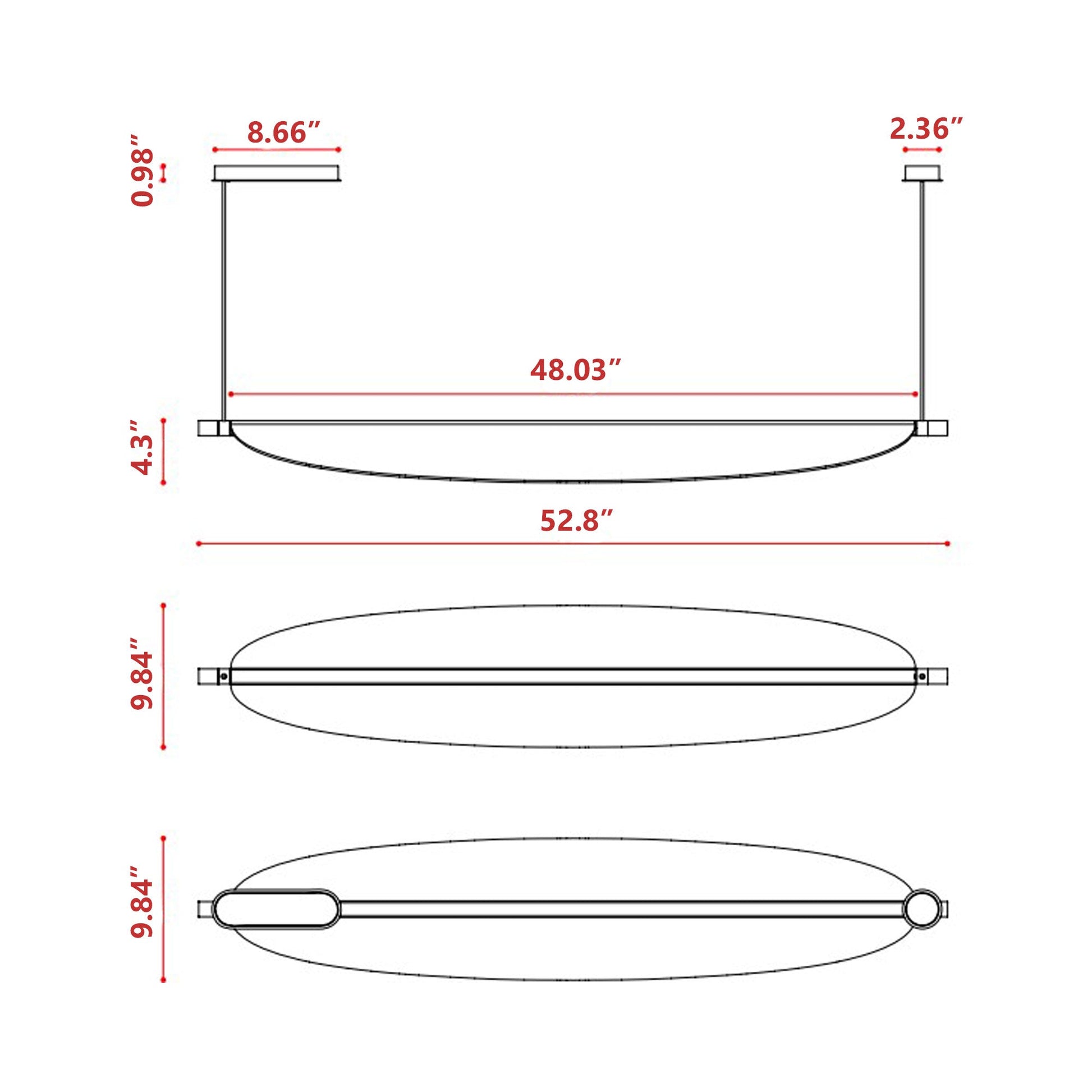Thula LED Pendant Light - line drawing.