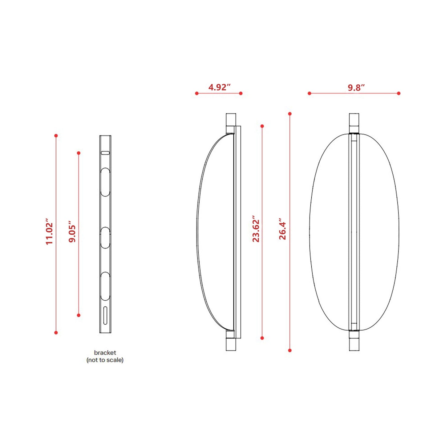 Thula LED Wall Light - line drawing.