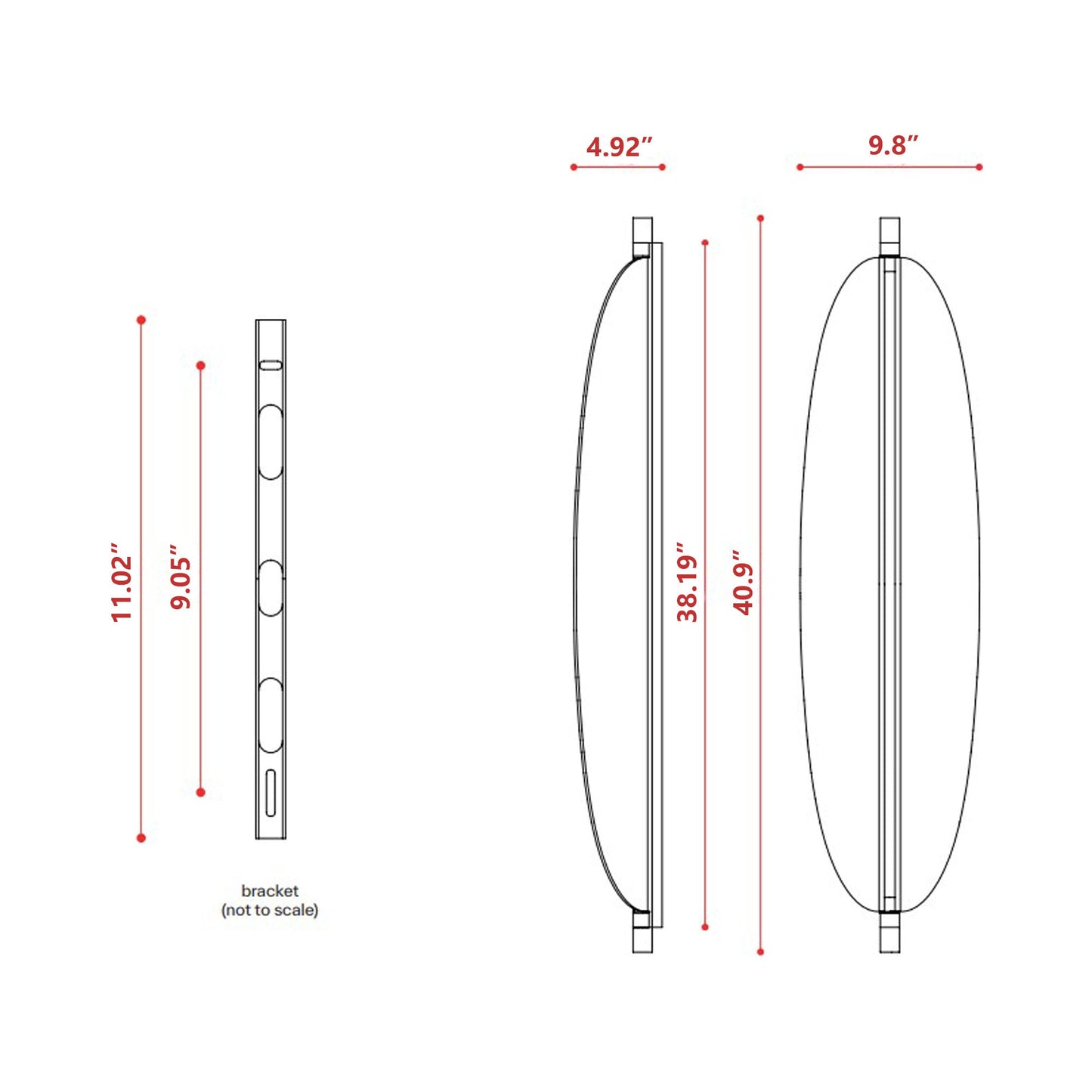 Thula LED Wall Light - line drawing.