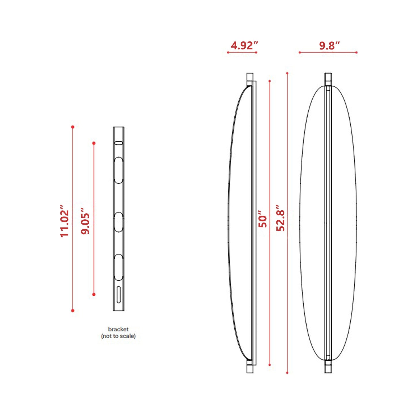 Thula LED Wall Light - line drawing.
