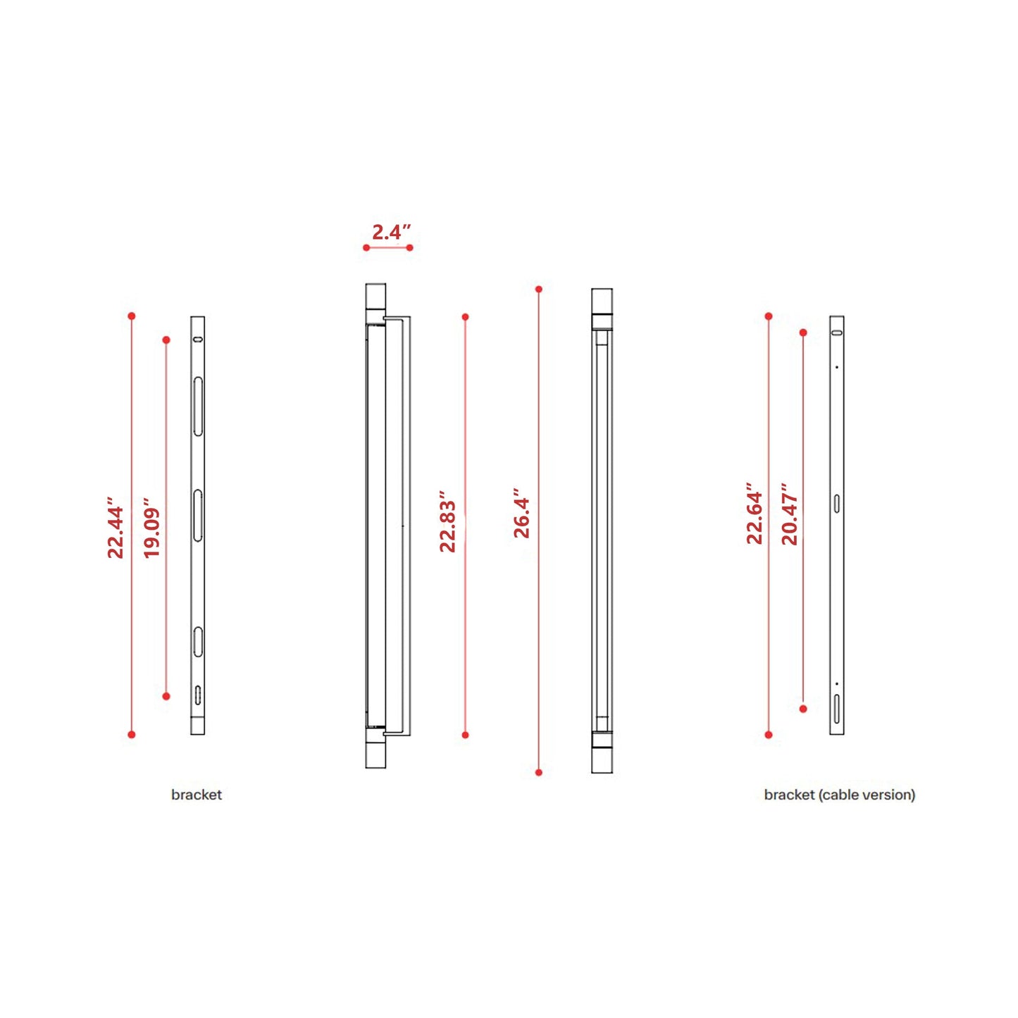 Thula Orientable LED Wall Light - line drawing.