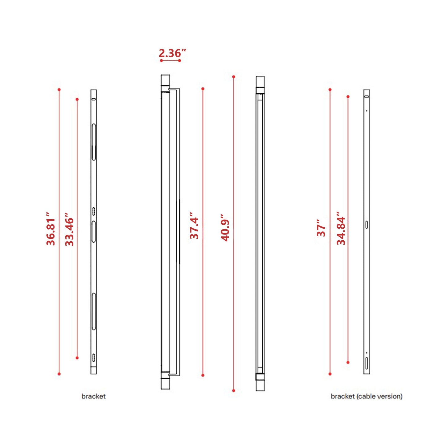Thula Orientable LED Wall Light - line drawing.