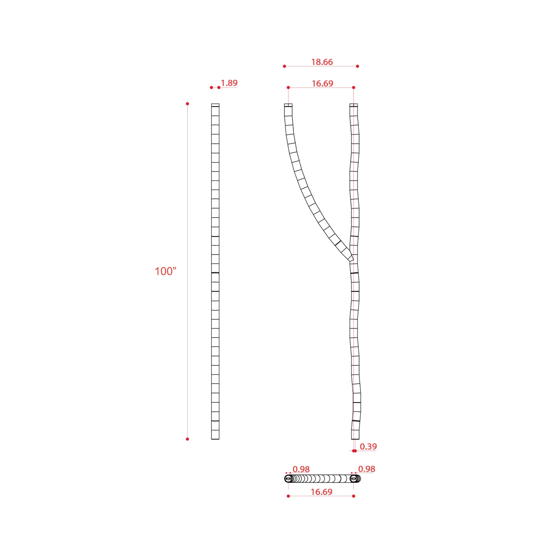 Tratti LED Flush Mount Ceiling Light - line drawing.