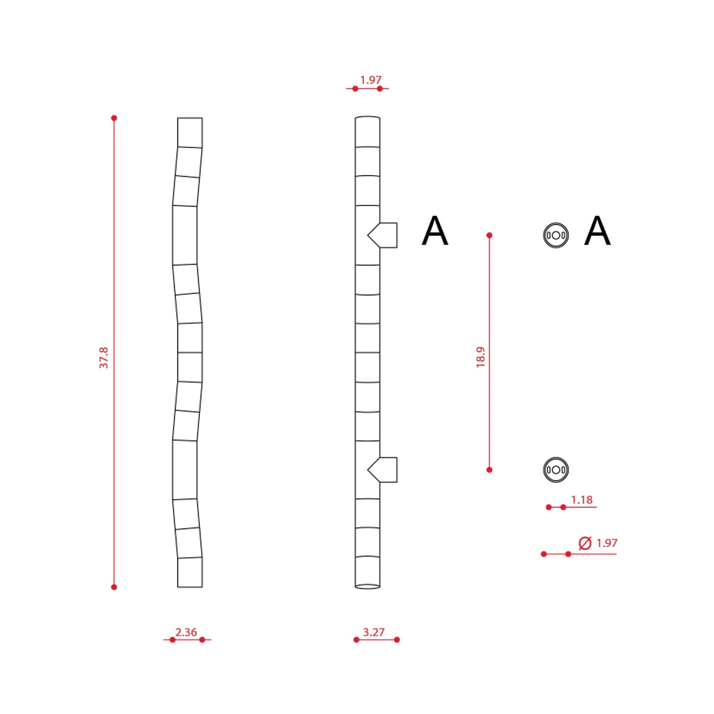 Tratti U566.42 LED Ceiling / Wall Light - line drawing.