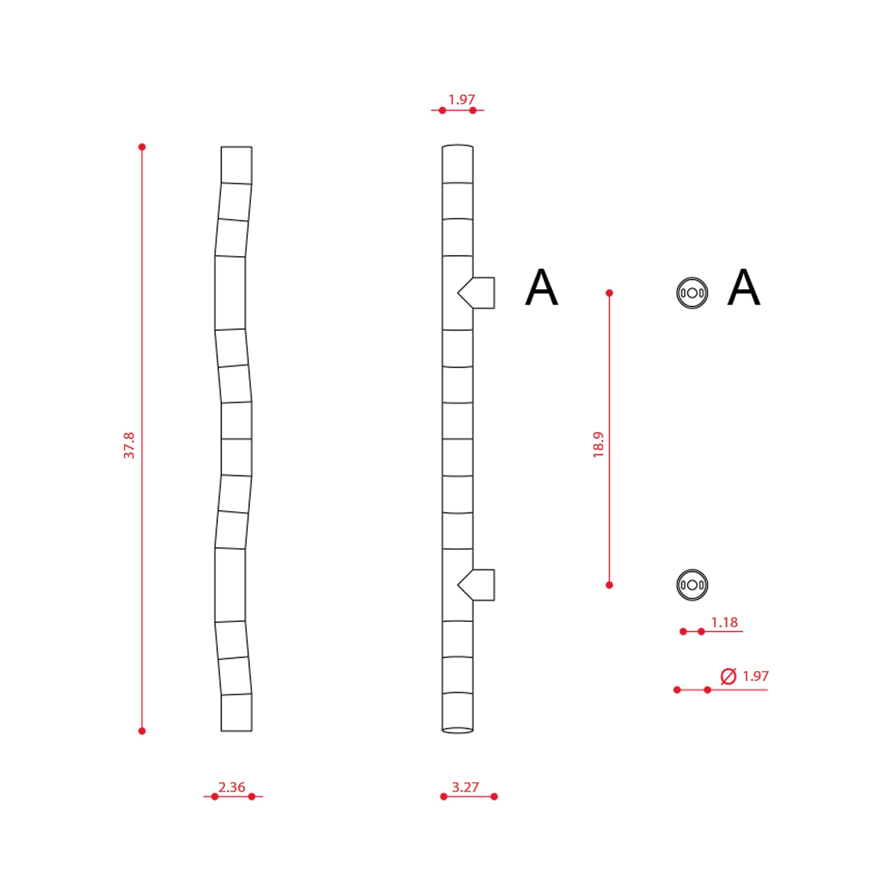 Tratti U566.42 LED Ceiling / Wall Light - line drawing.