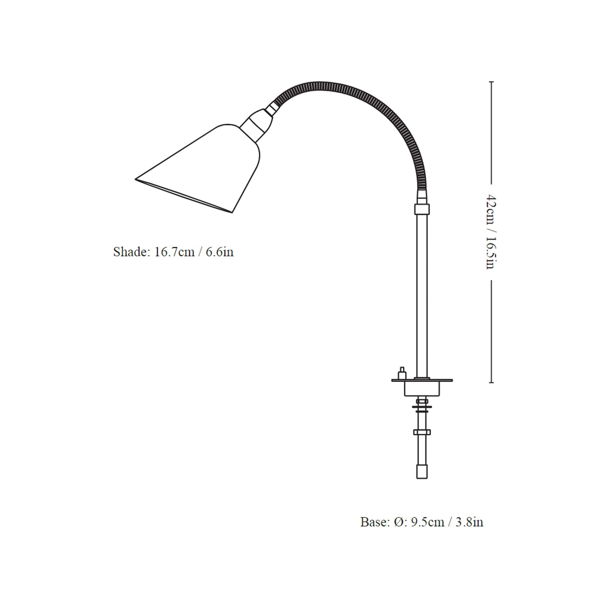 Bellevue AJ11 Plug-In Table Lamp - line drawing.