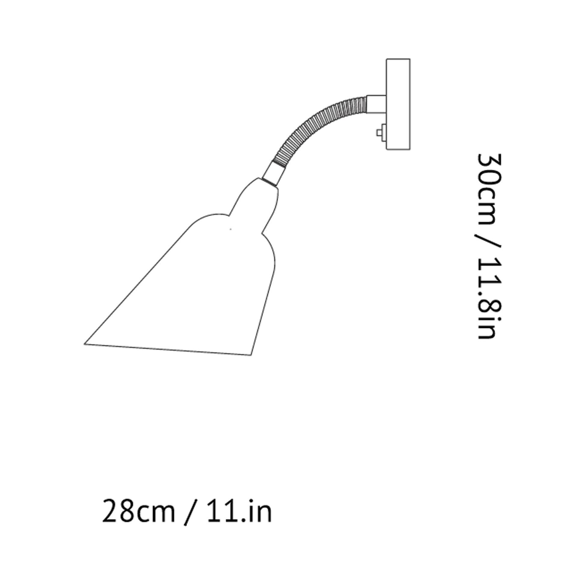 Bellevue AJ9 Wall Light - line drawing.