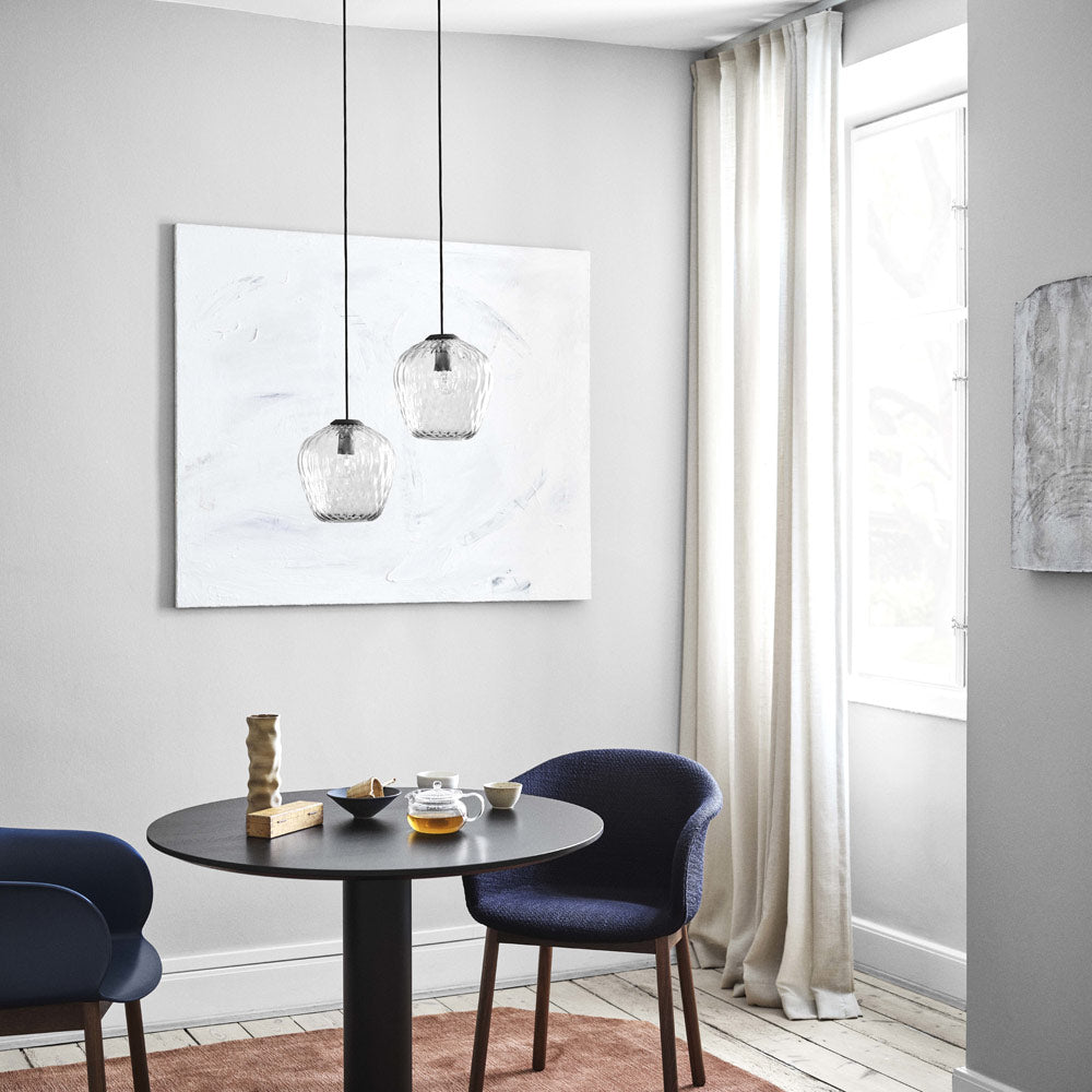 Blown Pendant Light in living room.