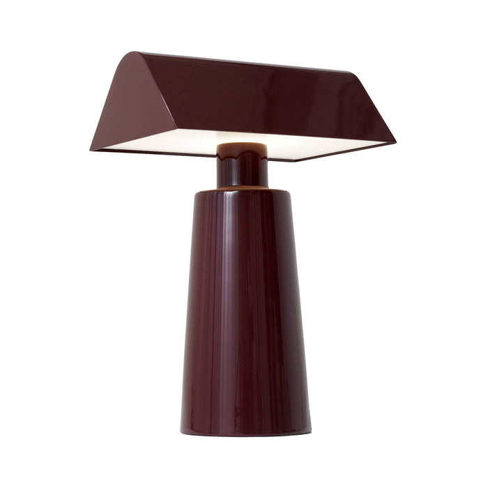 Caret Table Lamp in Dark Burgundy.