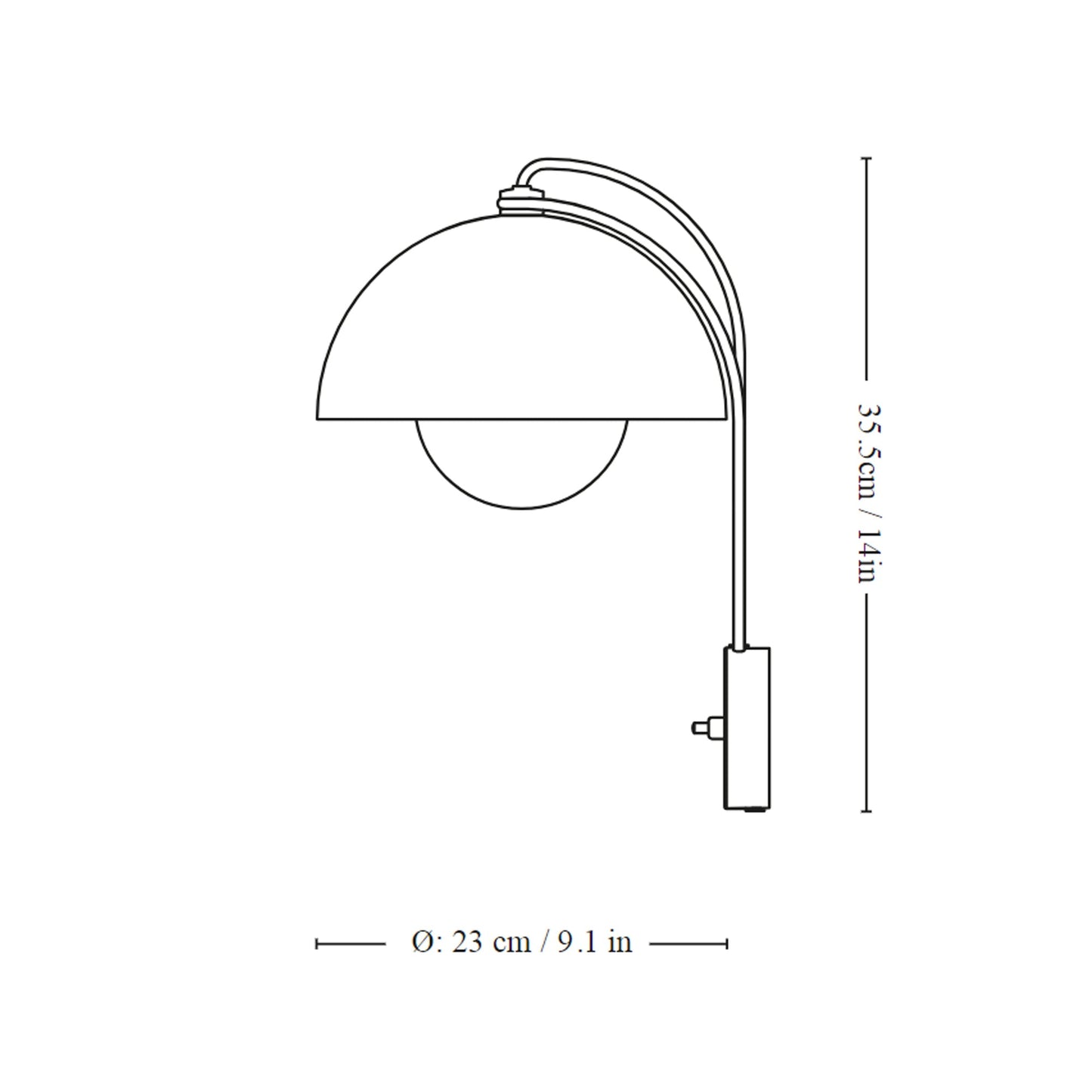 Flowerpot VP8 Wall Light - line drawing.