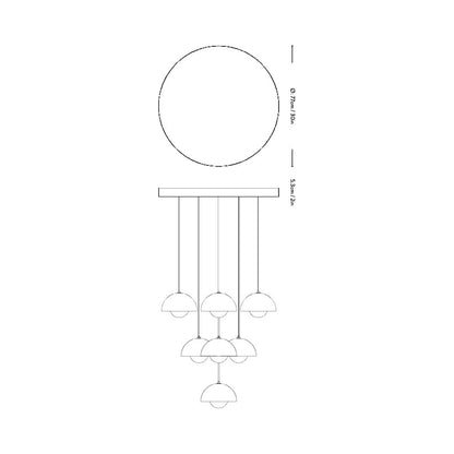 Flowerpot VP1 Chandelier - line drawing.