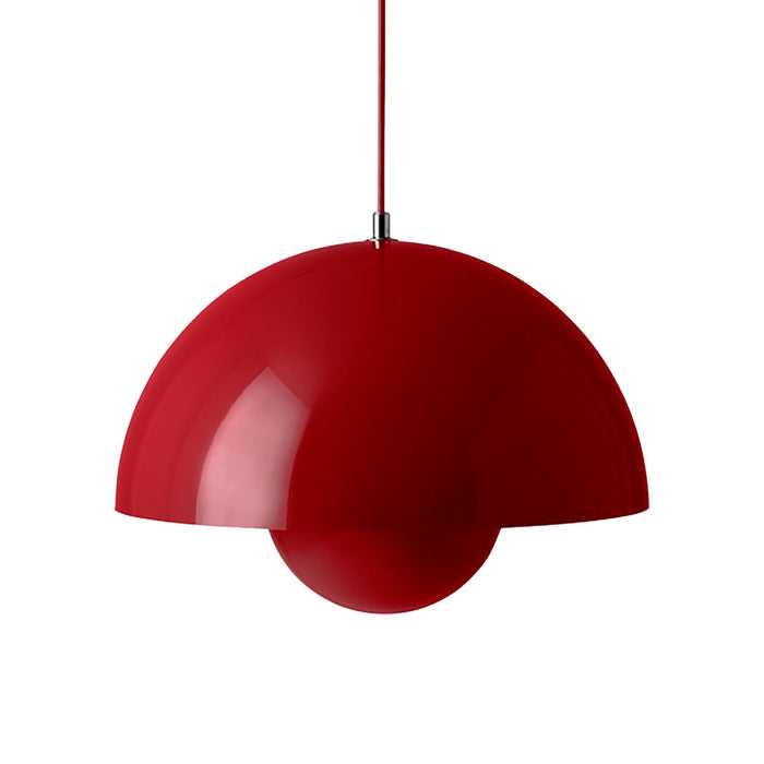 Flowerpot Pendant Light in Vermilion Red (14.6-Inch).