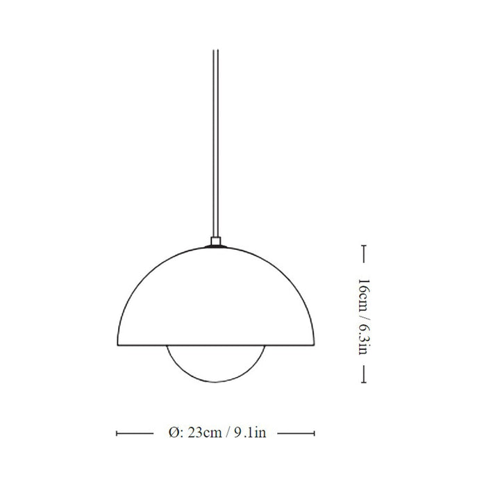 Flowerpot Pendant Light - line drawing.