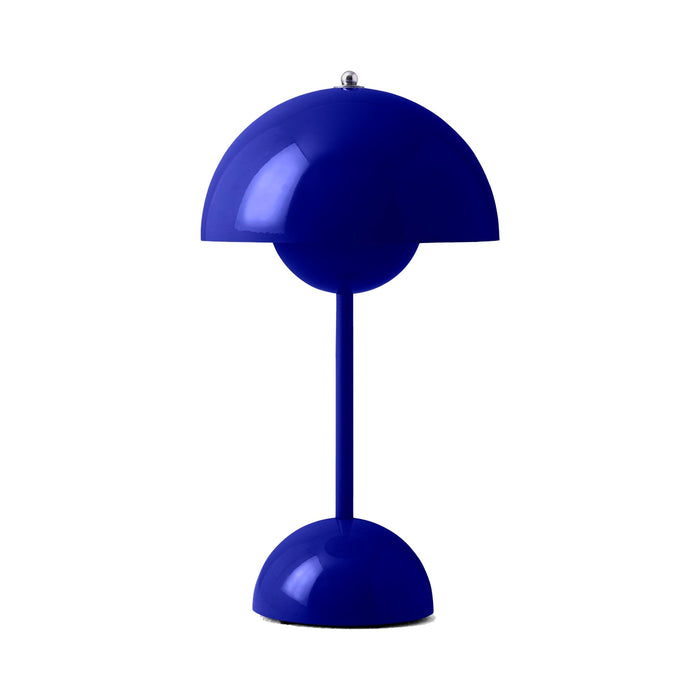 Flowerpot Portable Table Lamp in Cobalt Blue.