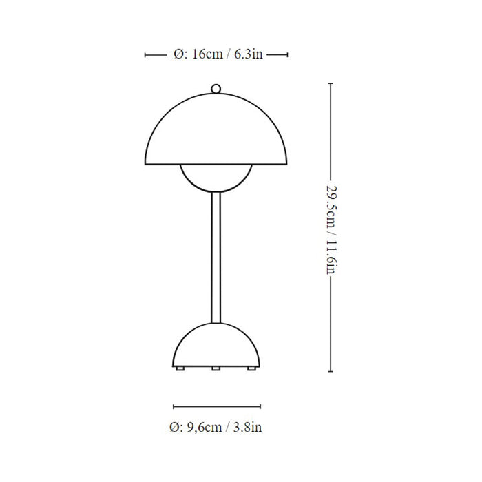 Flowerpot Portable Table Lamp - line drawing.