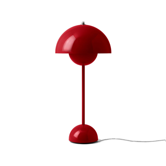 Flowerpot Table Lamp in Vermilion Red.