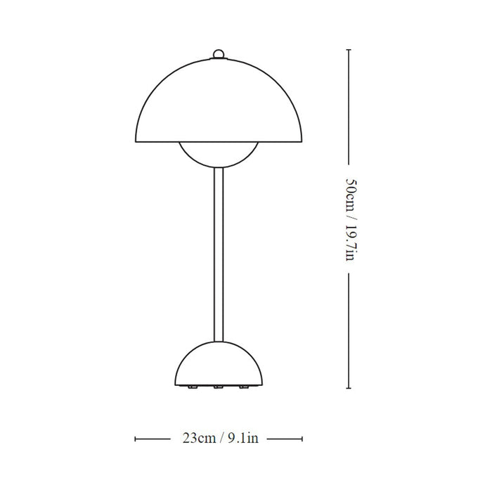 Flowerpot Table Lamp - line drawing.