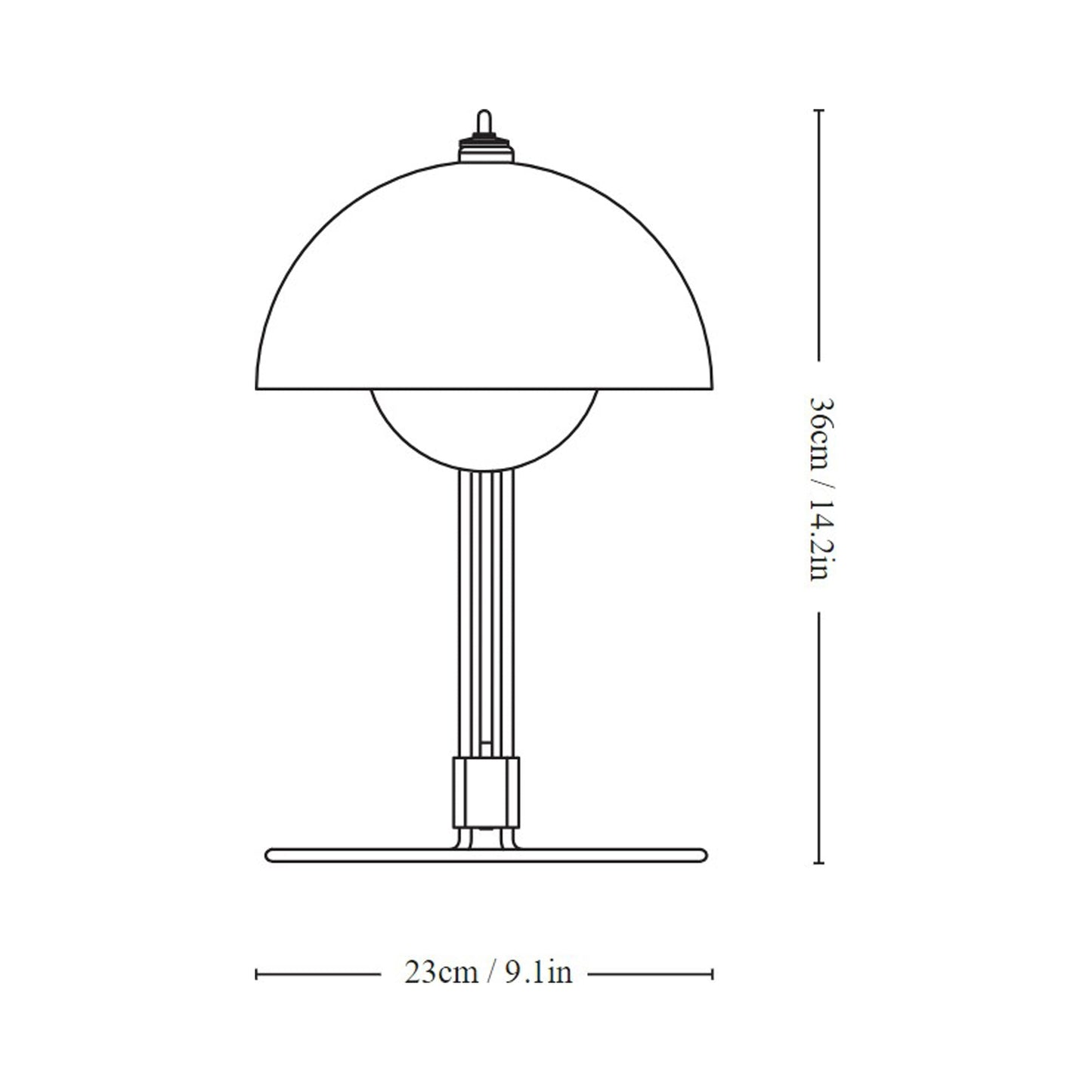 Flowerpot VP4 Table Lamp - line drawing.