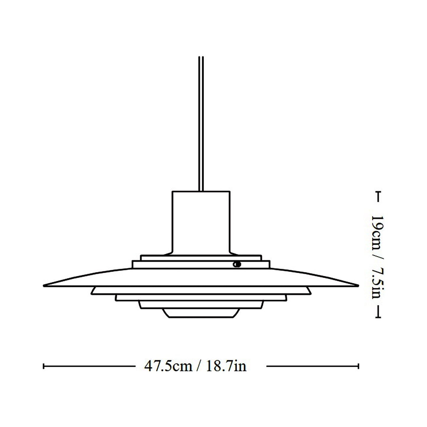 P376 Pendant Light - line drawing.