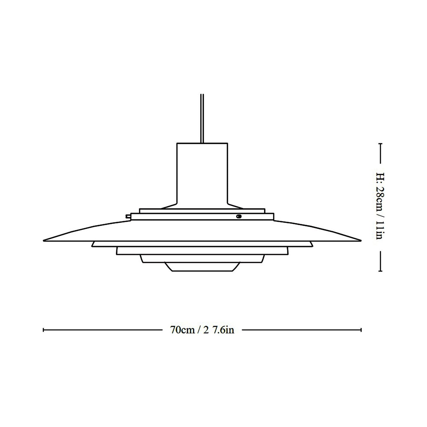 P376 Pendant Light - line drawing.