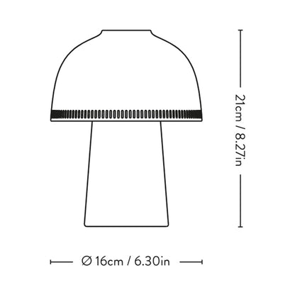 Raku SH8 Portable Table Lamp - line drawing.