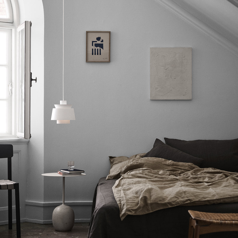 Utzon JU1 Pendant Light in bedroom.